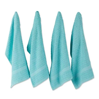Image de DII Ensemble de torchons gaufrés, Coton, Turquoise uni, 38,1 x 66 cm