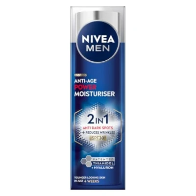 Image de NIVEA MEN Hydratant anti âge 2 en 1 (50 ml), avec SPF 30, lumineux 630 et acide hyaluronique pour la protection solaire, prévention des taches sombres une peau d&#039;apparence plus jeune