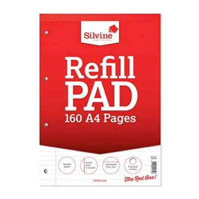 Image de Silvine Bloc notes de 160 pages A4 relié, 4 perforations Lignées avec une marge Single