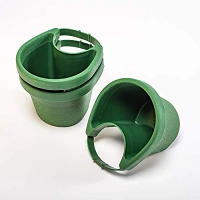 Image de UPP Pot de Fleurs pour gouttière jusqu&#039;à 14 cm diamètre I Vert Lot 3 Pots x 9 11,5