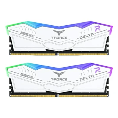 Image de TEAMGROUP T Force FF4D548G6400HC32ADC01 Delta RGB DDR5 48 Go (2 x 24 Go) 6400 MHz PC5 51200 CL32 M DIE Module de mémoire RAM pour chipset série 600 700 XMP 3.0 Ready Blanc