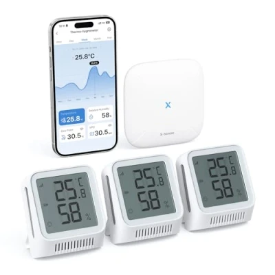 Image de X Sense STH0A31 Hygromètre Wi Fi d&#039;intérieur avec station de base SBS50, thermomètre intelligent écran LCD, contrôle à distance et application