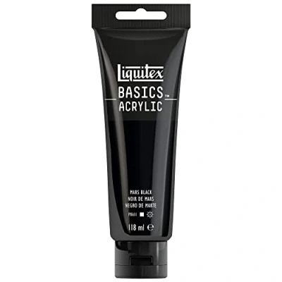 Image de Liquitex 8870022 Basics peinture acrylique, artistique monopigmentée, résistante à la lumière, qualité archive, finition satinée, tube De 118 ml Noir Mars