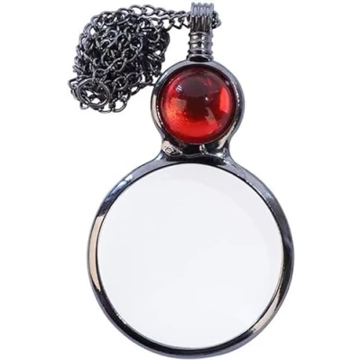 Image de TOFBS Loupe Suspendue Collier Pendentif Loupe,loupe de lecture en verre,Loupe Lentille mode Décorative Avec pour journaux, (Rouge)