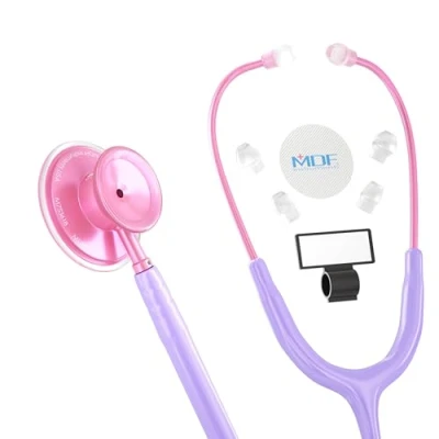 Image de MDF Acoustica, Stéthoscope à double pavillon Léger Pour médecins, infirmières, étudiants, soins domicile Tubulure violet pastel, Lyre Pinkore MDF747XPPO07