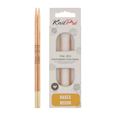 Image de KnitPro Basix Aiguilles à Tricoter circulaires interchangeables, Bouleau, Multicolore, 11.6 cm x 3.00 mm