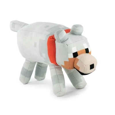 Image de Barrado Personnages en Peluche du Jeu Vidéo Minecraft Enderman, Chameau, Ocelot, Cochon, Steve, Alex, Creeper, Loup Tailles Selon Modèle Qualité Super Soft (Loup)