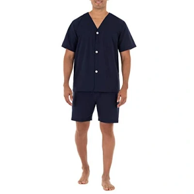 Image de Fruit of the Loom Broadcloth Pyjama à Manches Courtes Ensemble de Pijama, Bleu Nuit, S Homme