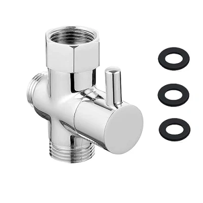Image de 3 Voies Douche G1/2&quot; Vanne de Commutation en Laiton, Soupape, Robinet Wc Voies, Laiton Massif G1/2 Douchette Composants Douche, Inverseur Adaptateur