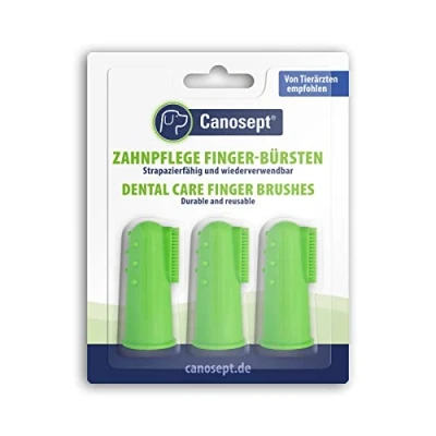 Image de Canosept Brosse à Dent Chien (3 pièces) a Plaque Destructor haleine pour Le Nettoyage et l&#039;hygiène Dentaire des Chiens Anti tartre
