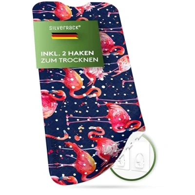 Image de SilverRack Tapis de bain antidérapant 100 x 40 cm (motif flamant rose) pour baignoire sans BPA douche résistant à la moisissure et lavable en machine