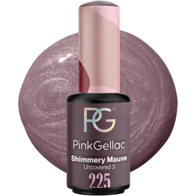 Image de Pink Gellac Vernis Semi Permanent UV 225 Shimmery Mauve 8 ml Gel Violet Pour 14 Jours Polish Facile à Utiliser de Qualité Salon Enlever
