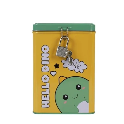 Image de I TOTAL® Tirelire drôle avec Cadenas et clés/Porte Monnaie en métal Fermeture (Hello Dino)