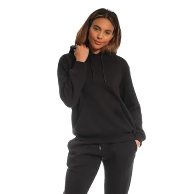 Image de Light &amp; Shade LSLSWT005 Haut Sweat Shirt À Capuche Super Soft Touch Loungewear pour Femmes, Noir, S