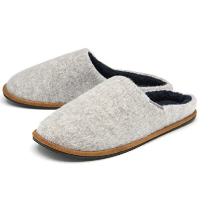 Image de Dunlop Pantoufles confortables à enfiler en feutre et mousse mémoire de forme pour homme, lavables machine, tailles 40 46, gris clair, 41 EU