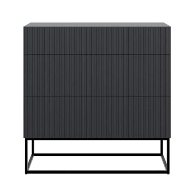 Image de Commode à trois tiroirs VELDIO 90 cm noir avec pieds noirs