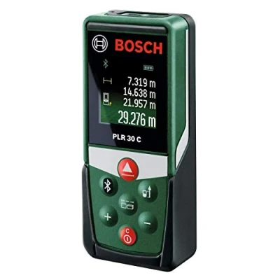 Image de Bosch Home and Garden télémètre laser PLR 30 C (avec application dédiée, portée : 0,0530 m, précision ± 2 mm, dans boîte en carton) Vert