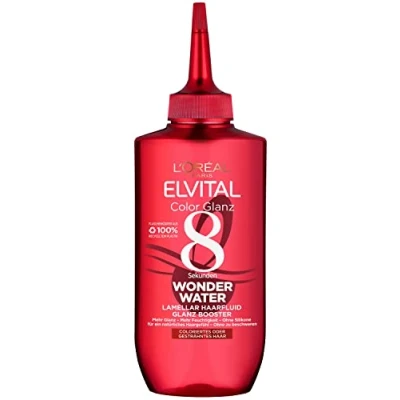 Image de L&#039;Oréal Paris Elvital Cure capillaire pour cheveux souples, avec formule de soin acide sans temps d&#039;action, Color Brillance 8 secondes Wonder Water Fluide capillaire, 1 x 200 ml