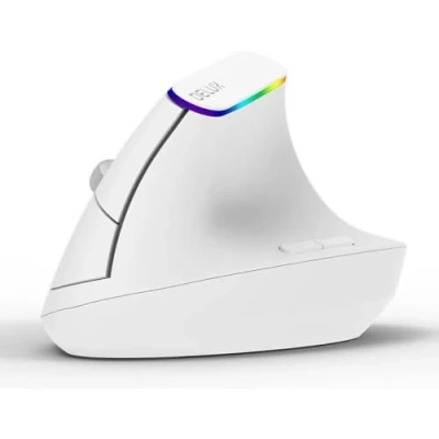 Image de Souris sans fil verticale Delux M618C RGB pour droitier (Blanc)