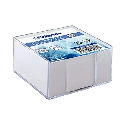 Image de WAYTEX 931081 Bloc mémo de 350 notes blanches 9 x cm avec support plexi transparent