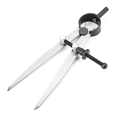 Image de Diviseur en Acier Verrouillable Réglable 100 mm Outils de Couture Boussole Rotative Cuir pour la Géométrie, le Dessin, Rédaction