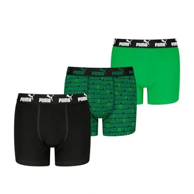 Image de PUMA Elements Boxer, Noir et Vert, 134 140 (Lot de 3) Garçon