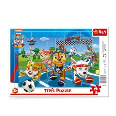 Image de Trefl Patrouille Paw Patrol, Chiens serviables Puzzle Petits, 15 Grandes Pièces, Cadre et Plateau Rigide pour Les Enfants à partir de 3 Ans, 31428, Multicolor