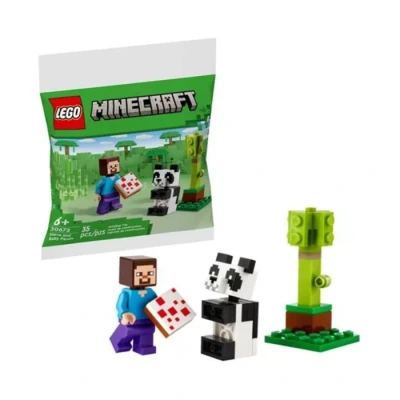 Image de Polybag LEGO Minecraft 30672 Steve et le bébé panda 49 pièces À partir de 6 ans