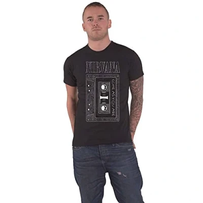 Image de Nirvana T Shirt Come As You are Tape Band Logo Nouveau Officiel Homme Noir Size XL