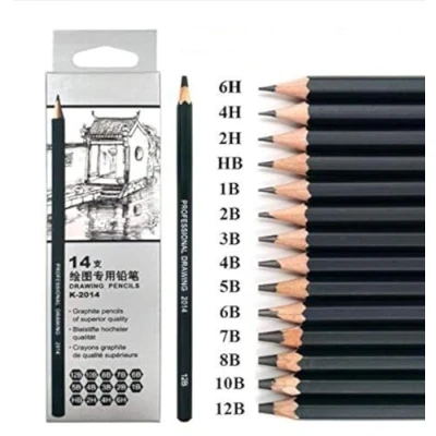 Image de 14pcs/set 12B 10B 8B 7B 6B 5B 4B 3B 2B B HB 2H 4H 6H Graphite Sketching Pencils Professional Pencil Set for Drawing