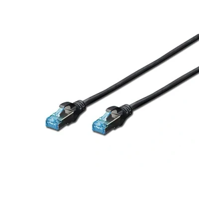 Image de DIGITUS Câble LAN Cat 5e 2m RJ45 réseau SF/UTP Blindé Compatible 6 &amp; 6A Noir
