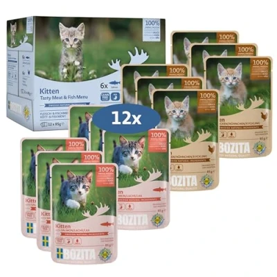 Image de Bozita Multibox Lot de 12 sachets 85 g Nourriture Humide pour Chats en Sauce avec Poisson et Viande