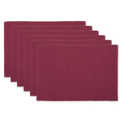 Image de Basic Everyday Ensemble de sets table côtelés, 100 % coton, 33 x 48 cm, rouge grange