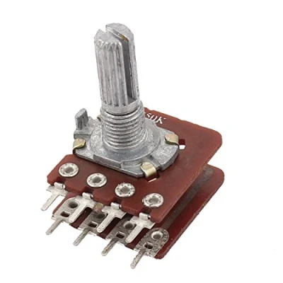 Image de sourcingmap En Métal B50K 50K ohm 8bornes Audio Double Fuseau potentiomètre linéaire