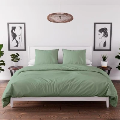 Image de Soleil d&#039;Ocre, Parure de Couette en Microfibre lavée 260x240 cm Boheme Vert d&#039;eau