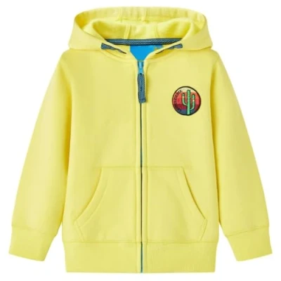 Image de Sweat shirt à capuche et fermeture éclair pour enfants jaune clair 5 dimensions disponibles
