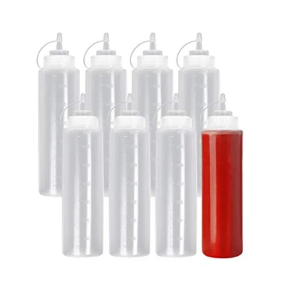 Image de MATANA 8 Grandes Bouteille à Sauce, Condiments, Flacons Plastique avec Bouchon, XL 680ml Solide &amp; sans BPA