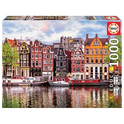 Image de Educa Puzzle de 1000 pièces pour Adultes Maisons Dansantes, Amsterdam. Comprend Fix Tail l&#039;accrocher Une Fois l&#039;assemblage terminé. À partir 14 Ans (18458)