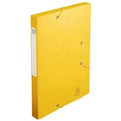 Image de Exacompta Réf. 18506H 25 boites de classement avec élastiques CARTOBOX livrées à plat dos 2,5 cm carte lustrée 5/10ème 400g/m² dimensions 25x33cm format classer A4 coloris jaune