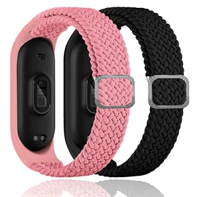 Image de Mi Case 2 Pack Bracelet Compatible avec Xiaomi Band 6/Mi 5,Nylon Bracelets De Remplacement en Tressé Réglable pour 4/Mi 3 2A