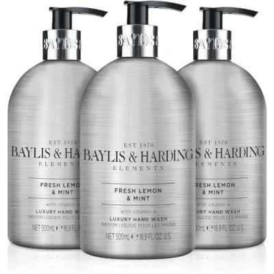 Image de Baylis &amp; Harding Elements Lot de 3 produits nettoyants pour les mains Citron et menthe 500 ml