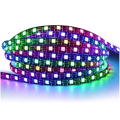 Image de Tesfish WS2812B Ruban LED IP65 étanche RVB Bande de Pixels 5M 5V 5050 300 LEDs PCB Noir Couleur Adressable Individuellement Intelligente pour Publicité Décoration Projets Bricolage