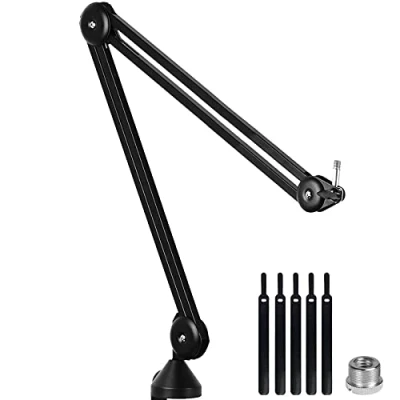 Image de LANUCN Mic Arm 2e Génération à Bras, Amélioré Perche Micro avec Pince de Bureau Anti tremblement, Support Microphone Stand pour Blue Yeti et Autres Micros (V35)