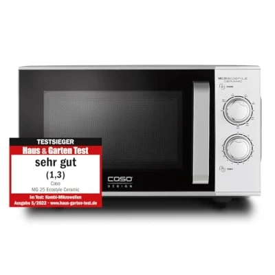 Image de CASO MG 25 Ecostyle Ceramic Vainqueur du test Micro ondes avec gril Grande surface d&#039;utilisation grâce au fond CASOTEK litres Cuisson sur deux niveaux