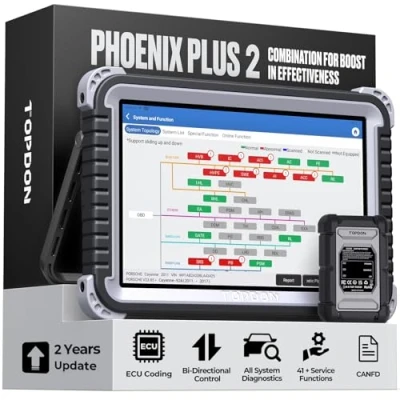 Image de TOPDON Valise de Diagnostic Auto Phoenix Plus, Codage ECU, Niveau OE Tous Les Diagnostics du système, 41+ Services Réinitialisation, contrôle bidirectionnel, FCA AutoAuth, Android 10.0