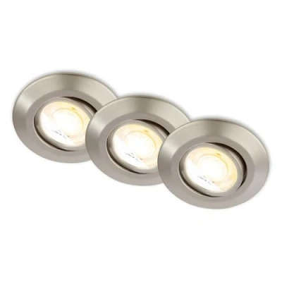 Image de Briloner Luminaire encastrable LED Klira, nickel, Ø 9 cm, orientable, set de 3