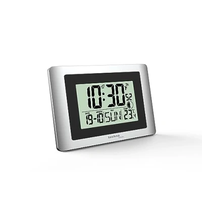 Image de Technoline WS8028 Horloge Radio pilotée numérique Murale Petite Taille 22 x 15 cm Affichage de la température Phase Lune
