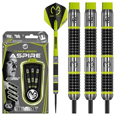 Image de WINMAU Michael Van Gerwen MvG Aspire Jeu de fléchettes Steungip en tungstène 24g avec Prism Vols et Nylon Arbres (Tiges)
