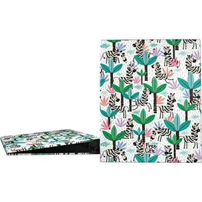 Image de Grafoplás 88142640 Classeur à anneaux A4 4 mixtes 25 mm Collection Free Life Zebra, certifié FSC