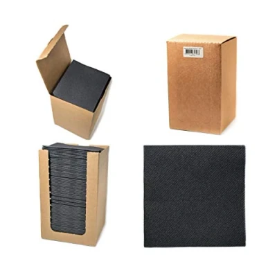 Image de Alvotex Chic Airlaid Lot de 100 Serviettes Table jetables Aspect Tissu Noir 20 x cm